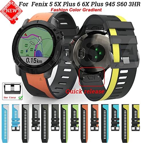 FORFC 26 мм, 22 мм и Каишка за часовник Fenix 6 6X Pro 5 5X Plus 3 3HR S62 935 Быстросъемный силиконов ремък за Garmin Ендуро Mk1 MK2 Аксесоар (Цвят: D, размер: 26 мм, Fenix 5X3 HR)