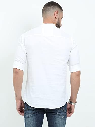 Мъжки Ежедневни Памучни Къса риза Кърт Miraan с яка-часова цвят на Мандарина