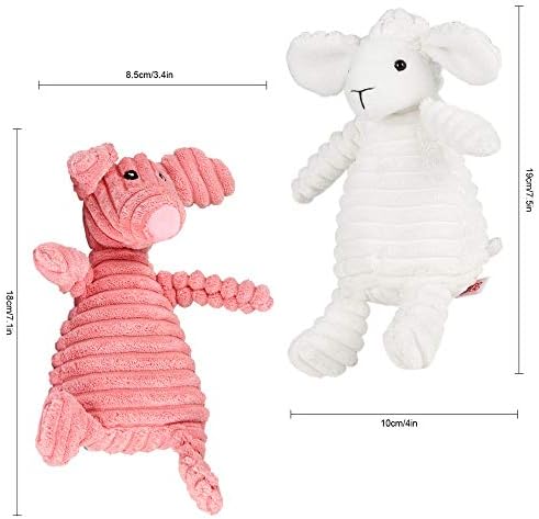 Комплект Плюшени Скрипучих Играчки за кучета Nollary, Бяла Агне и Розово Прасе, Сладки Плюшени Играчки във формата