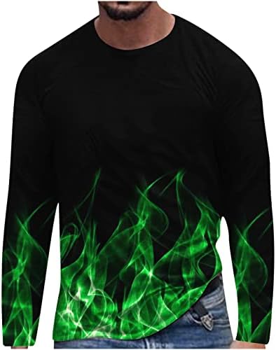Мъжки t-shirt 4ZHUZI, Мъжки Блузи с дълъг ръкав, Тениски с 3D Принтом Пламък и кръгло деколте, плътно Прилепнали