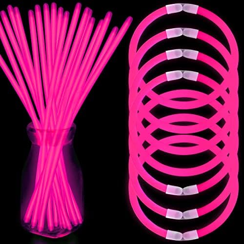 NUDALA 100 бр Розови Светещи Пръчки Гривна Колие на Едро Светят в Тъмното Вечерни Аксесоари 8 Набор от светещи пръчки