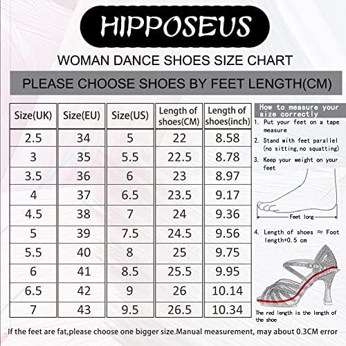 Дамски обувки за латино танци HIPPOSEUS със затворени пръсти дантела, Обувки за практикуване на Бални танци, Салса,