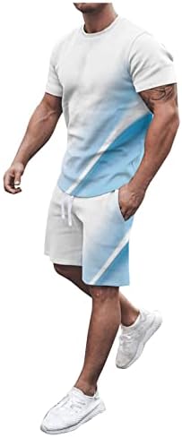 Zhensanguo Мъжки Модни Мъжки Летни Дрехи Ежедневни Ризи с къс ръкав и Спортни Къси панталони на Класически,