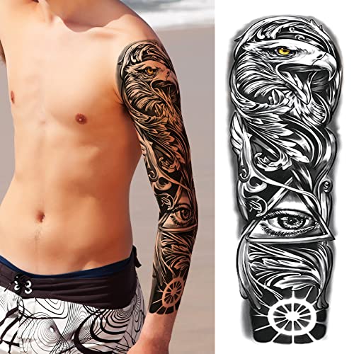 Временна Татуировка на цялата ръка За мъже и жени L19 xW7 (12 Листа), Водоустойчиви Реалистични Татуировки на ръкавите,