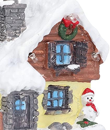 LIANGLIDE Коледни Къщи, Коледни Сбирка Декорация на Сгради, Коледна Сцена Селски Къщи с led подсветка за Коледни Вътрешни