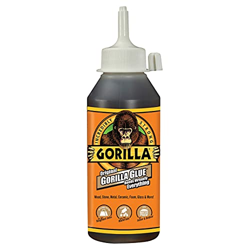 Gorilla Оригинален лепило Gorilla, водоустойчив полиуретаново лепило, шише за 8 унции, кафяв, (опаковка по 1 парче) и Лепило