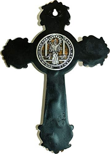 Набор от Кръстове/Разпятия на Свети Бенедикт към стената на пазара на Светите Земи (10 инча и 3 инча) (Сребърно-златни
