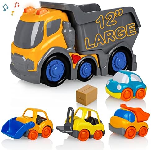 Кола играчки за деца от 2, 3, 4, 5 години, момчета и момичета, 12 'Голям Самосвал със светлина и звук, Малък