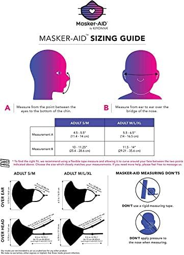 Kiyonna 3-Pack Over the Head Маски за лице от Masker-AID: 3-слойна памучни, за многократна употреба, обратими, дишащи, унисекс, за възрастни (M / L / XL черно / Сиво / синьо)