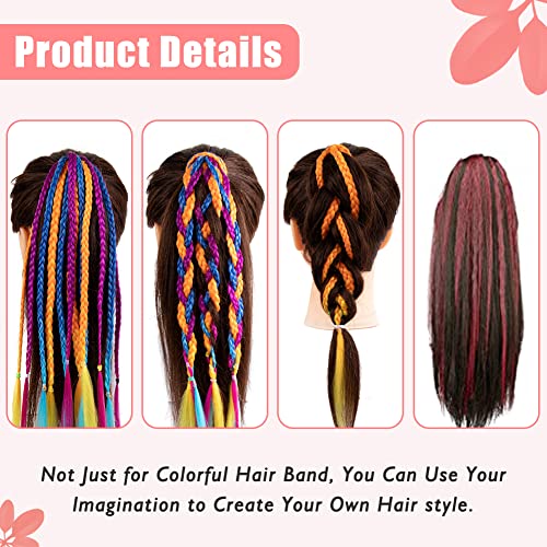 Цветни Опашка за Удължаване на косата с гумени ленти, 20 Инча, с Преливащи се цветове Плетени Синтетични изкуствена