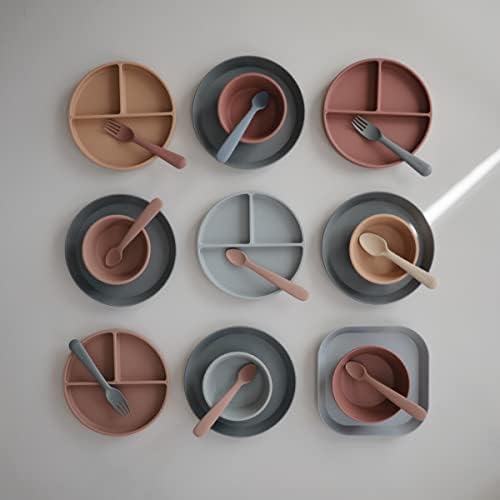квадратни Супени чинии mushie за деца | Произведено в Дания, Комплект от 2 броя (Облак)