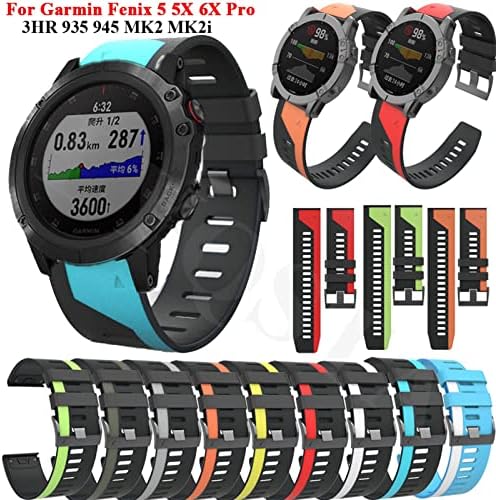 EEOMOiK Спортен Силиконов Каишка за часовник Garmin Fenix 6X6 Pro 5X5 Plus 3 HR Smartwatch 22-26 мм EasyFit быстроразъемный гривна (Цвят: Color H, Размер: 22 мм Fenix 6 6Pro)