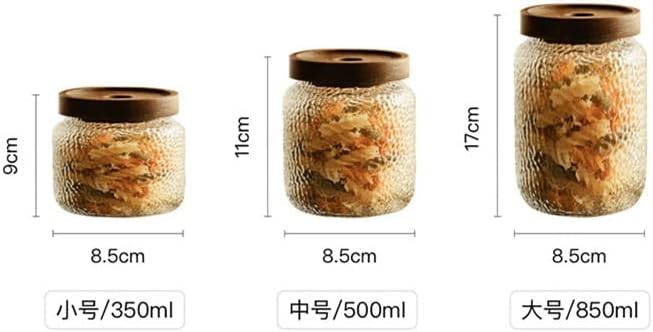 GENIGW Стъклен буркан за съхранение с капак на дървена, Кухненски Херметически затворени Буркани за зърно/Кафе на зърна/Чай, Домакински Контейнер за съхранение (Цвят: