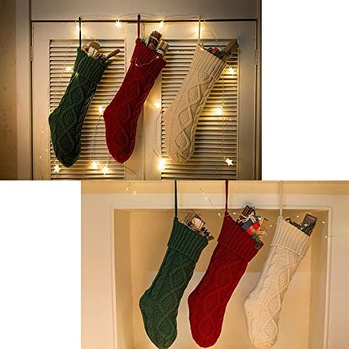 Коледни Чорапи QBSM, 3 опаковки, Кабелна задължителен Голям размер 18 инча, Възли Коледни Чорапи в селски стил, персонални Декорации за семейна Празничния сезон, Зелен?
