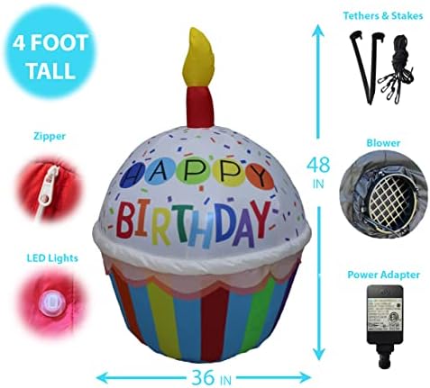 Комплект от две декорации за парти по случай рожден ден, включва надуваем поничка честит рожден ден на височина 4 фута с