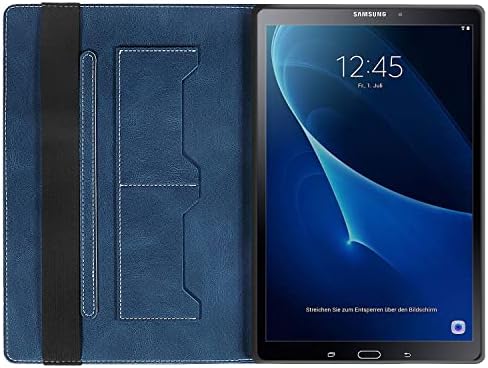 Сверхпрочный калъф е Съвместим с Samsung Galaxy Tab A 10,1 инча (SM-T580/T585/T587) Калъф от изкуствена кожа Защитен Калъф Регулируема Определя Каишка Скоба Слот за карти с памет усто?