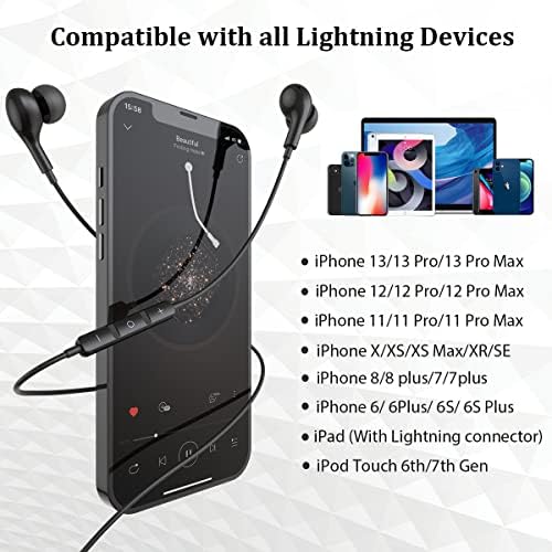Слушалки Guguearth Lightning за iPhone, Сертифицирани Пфи ушите Lightning за iPhone, Магнитни слушалки за iPhone с микрофонным