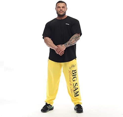 BIG SAM SPORTSWEAR COMPANY Мъжки Спортни Панталони за Бодибилдинг С Удобен Дизайн, Широки Спортни Панталони за мускулите