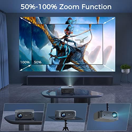 Проектор с Wi-Fi и Bluetooth, FUDONI Собствен 1080P 5G WiFi Проектор с поддръжка на 4k, Преносим външен проектор капацитет 10000 литра с екран, Проектор за домашно кино за iOS/ Android/ TV Stick /