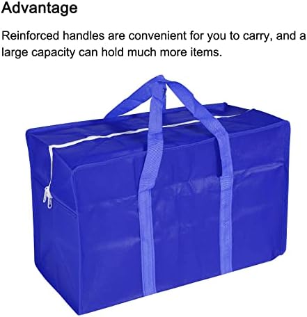 Чанта за съхранение в гардероба PATIKIL, Водоустойчива Чанта-Органайзер за Одеяла с Дължина 19,7 инча с Дръжки за Носене на Постелки, Синя