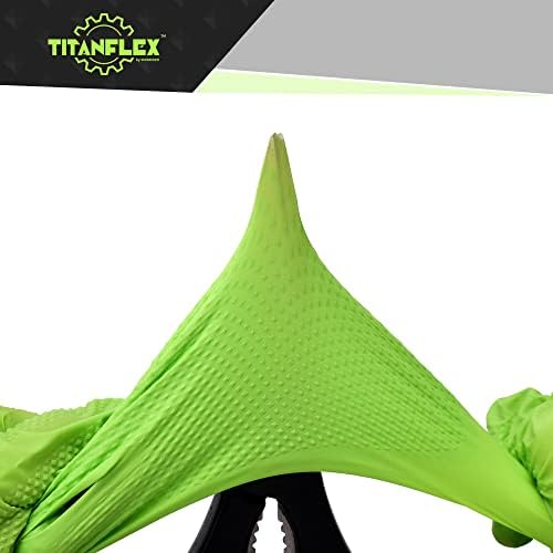 Промишлени нитриловые ръкавици TITANflex Thor Grip ултра силна зелен цвят, с издигната от диамантената шарка, 8