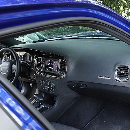 JWWY за Централната конзола Зарядно устройство, тапицерия на арматурното табло на 2015-2023 години + Аксесоари за Dodge Charger, ABS-Карбоновое влакна 5 бр.