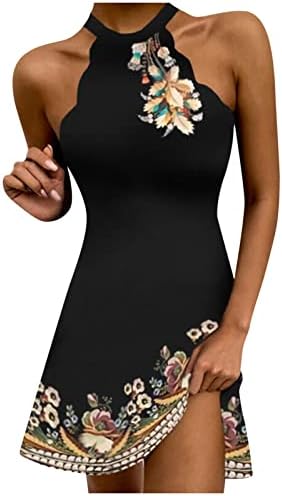 Fragarn / Пролетната мода за жени 2023, Дамско Модно Ежедневното Лятно Без ръкави Рокля с открити рамене и Цветисти принтом