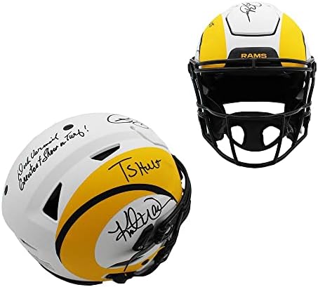 Подписан няколко играчи Каска Los Angeles Овни Speed Flex Автентичен Лунен Каска NFL и 4 надписи - Каски NFL с автограф