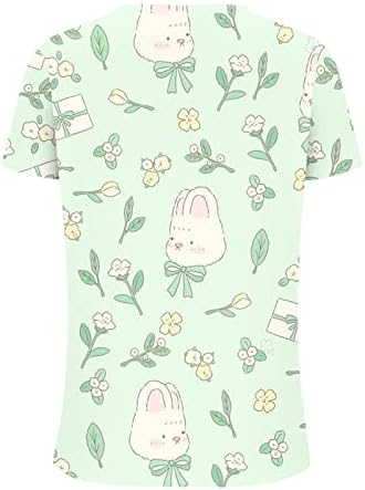 Блуза, Тениска за Жени С Къс Ръкав и Дълбоко V Образно Деколте, От Памук, с Цветен Модел Kawaii Animal Бъни Costumes