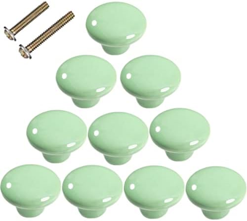 Sinyiol 1,5 Гланцирани Керамични Дръжки за шкафа във формата на големи Гъби, 10 бр., Красиви Керамични Дръжки за чекмеджета