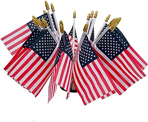Winwink 12 Опаковки Малки американски Знамена на клечка, Малки Знамена на САЩ / Мини-Американски Флаг на клечка 4x6 Инча, американски Ръчни Знамена на клечка с Безопасно з