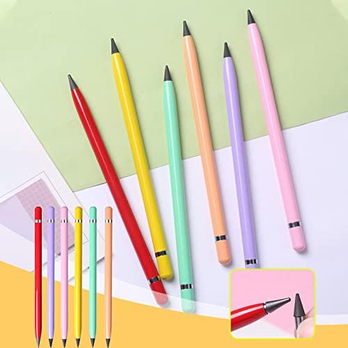 YIISU 6 бр., молив без мастило, метална дръжка, стираемая дръжка за сигнализация, за многократна употреба алуминиев вечен молив