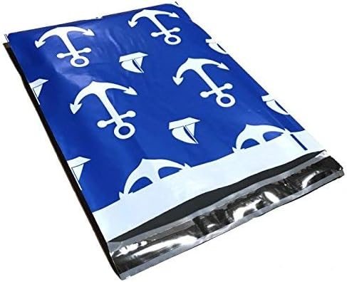 10x13 - синьо тъмно синьо котва Морски дизайнерски найлонови пощенски пакети с принтом, пликове за доставка, самозаклеивающиеся бутикови чанти на поръчка (30 бр.)