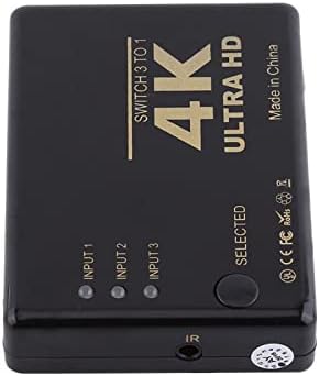 ZPSHYD HDMI Превключвател 4K, 3 Порта HDMI Превключвател Усилвател Избора на Газа Hub с Дистанционно Управление е Съвместим с HD-плейър/Blu-ray плейър/телеприставкой/PS3/Xbox 360