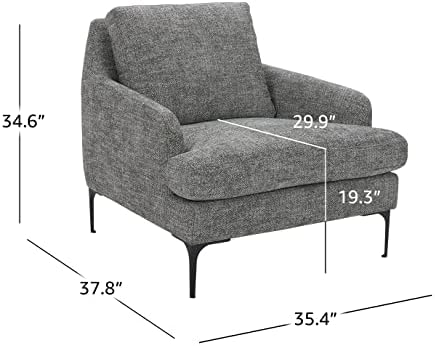 Корпоративна модерен стол на за хола с метални крака, 35,4 инча, тъмно сив