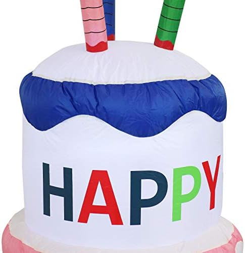 Sunnydaze Голямо Надувное украса за улицата - Торта за рожден Ден - 4-Крак Празнична декорация за двор и градина