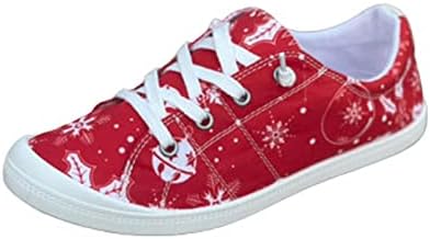 Дамски Ежедневни обувки С Коледните Принтом, Меки Леки Лоферы на равна подметка С Шнур, Пешеходната Обувки,