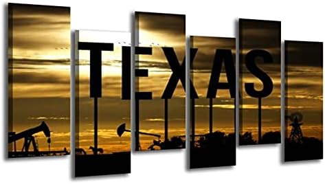 Голяма Стенни Художествена Картина от 6 теми върху Платно С Петролната мина в Тексас, Модерни Щампи, Растянутая