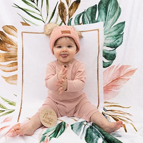 NovaaLife - Очарователно детско одеало Milestone с 7 двустранна дървени карти на 12 месеца и стикер Гордата майка - Голям