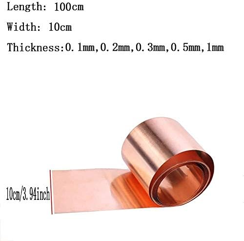 Метална медни фолио XUNKUAENXUAN от меден лист от 99,9% мед 100 mm x 1000 mm Латунная табела (Размера, Дебелина: 0,1 мм)