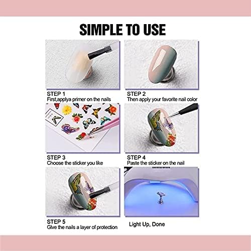Diduikalor Прозрачни Бели Етикети с цветен Модел за дизайн на ноктите, за Жени и Момичета, дизайн на нокти и декорация