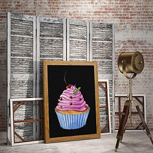 Watercoor Cupcake Диамантена Художествена Живопис Кръгла Пълна Тренировка Комплекти Картини за Стена за Декорация на Дома Спални с Рамка