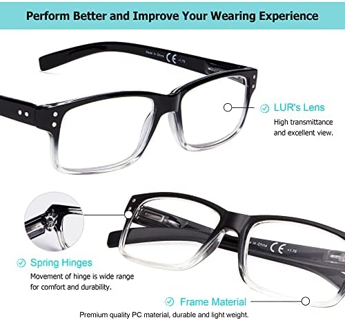 LUR 6 опаковки класически очила за четене + 3 опаковки на метални очила за четене (само за 9 двойки ридеров + 2,00)