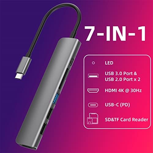 IULJH USB 3.1 Type-C към адаптер 4K C USB Hub с възел 3.0 2.0 TF Слот за SD четец на PD за C USB Сплитер (Цвят: