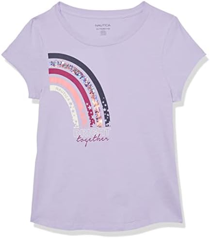 Тениска с къси ръкави и пайети за момичета Наутика с графичен дизайн