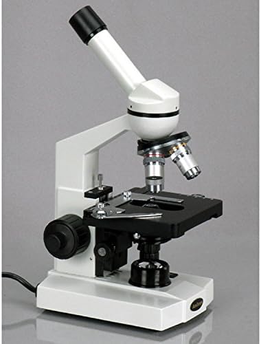Част Монокулярный микроскоп AmScope M600B, Окуляры WF10x и WF20x, увеличаване на 40-2000 път, Ярко поле, Вольфрамовая осветление, Конденсор Аббе, Ръчна етап, 110