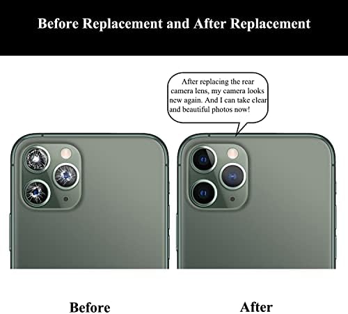 LOZOP 2 комплекта от Смяна на стъкло на обектива на задната камера с предварително зададена лепило Съвместимост с iPhone 11