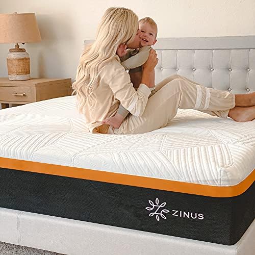 Хибриден Матрак ZINUS с 10-Инчов Охлаждащ Медна Адаптивни Пружинным блок, Рамка на легло с лека платформа