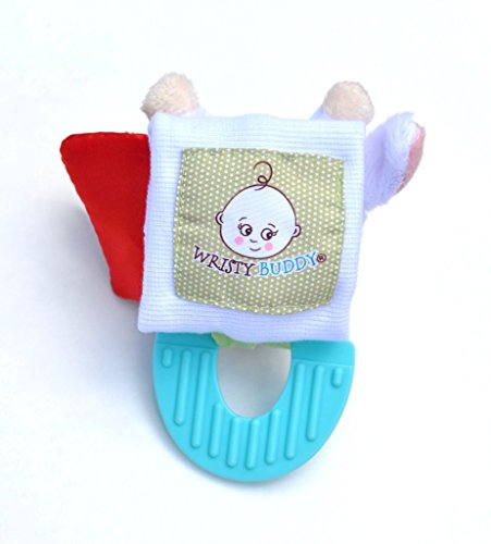 Комплект от 2-те прорезывателей Wristy Buddy, комбиниран прорезыватель с слонът и кравата за бебета, 0-2,5 години, е лесно