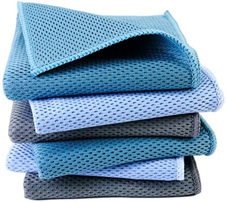 Окото кърпа за миене на съдове Polyte Премия от микрофибър, 12 x 12 см, 6 опаковки (светло-синьо, Сиво, тюркоаз)